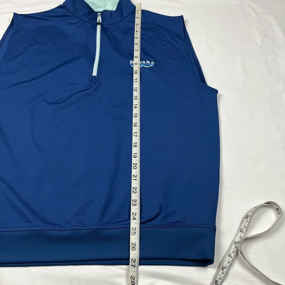 Footjoy Mens Pullover Golf Vest Sz Medium Havana Country Club Blue 1/2 Zip B1